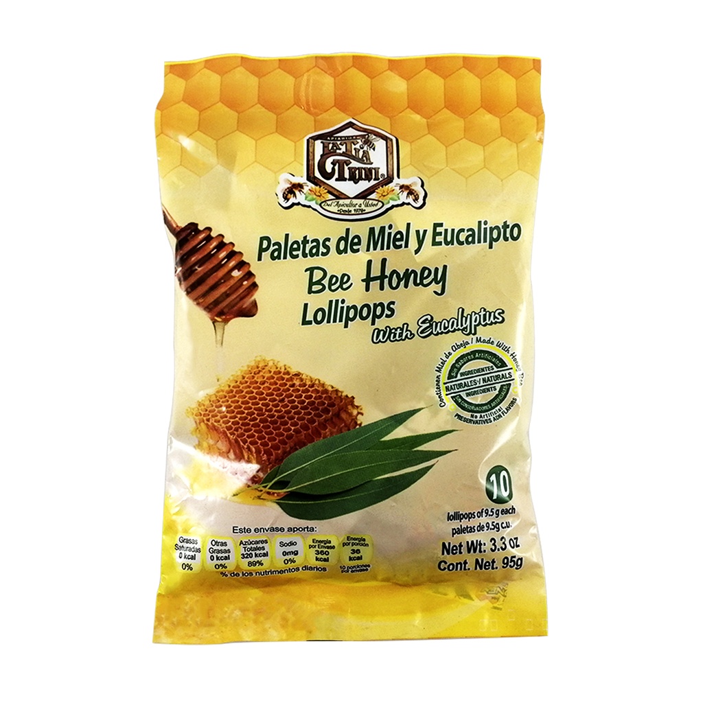 PALETA MIEL PROPÓLEO EUCALIPTO 10 PZAS TÍA TRINI