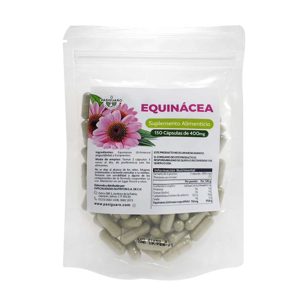 EQUINÁCEA BOLSA 150 CAPS 400 MG PASIGUARO