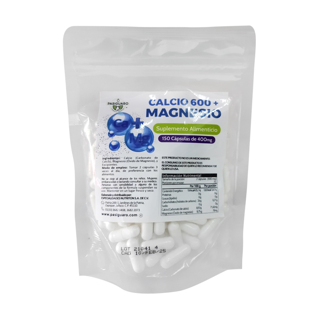 BOLSITA CALCIO 600 + MG 150 CAPS PASIGUARO
