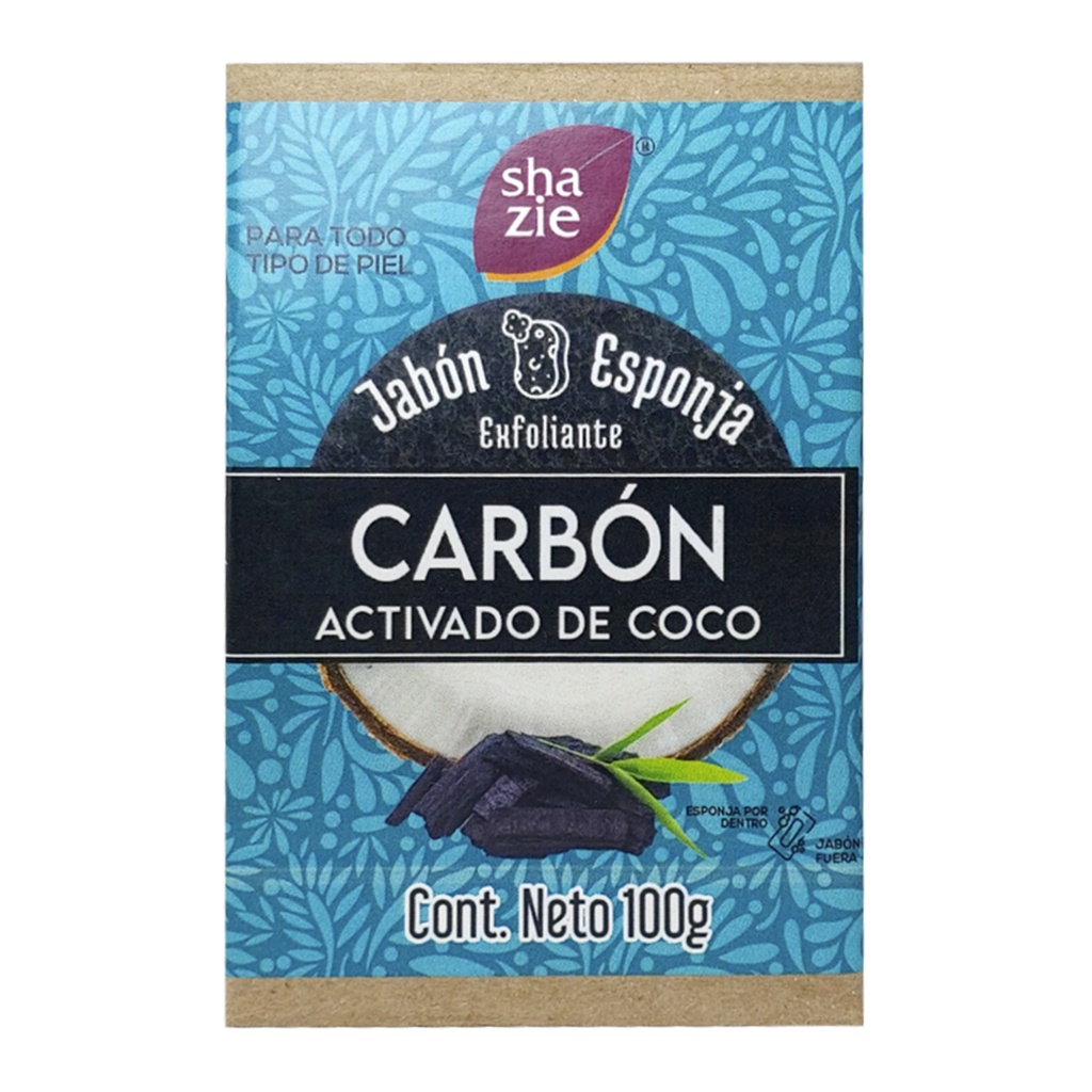 JABÓN ESPONJA CARBÓN ACTIVADO DE COCO 100 GRS SHAZIE