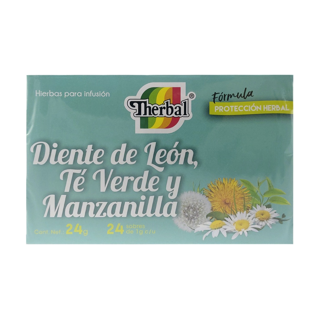 DIENTE DE LEÓN,TÉ VERDE Y MANZANILLA 24 SOBRES THERBAL