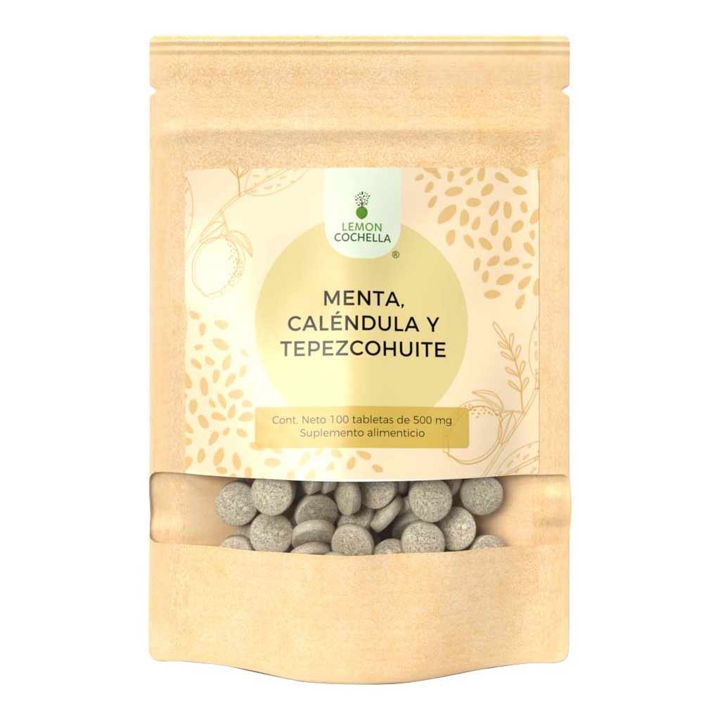 MENTA, CALENDULA Y TEPEZCOHUITE 100 TABS LEMON COCHELLA