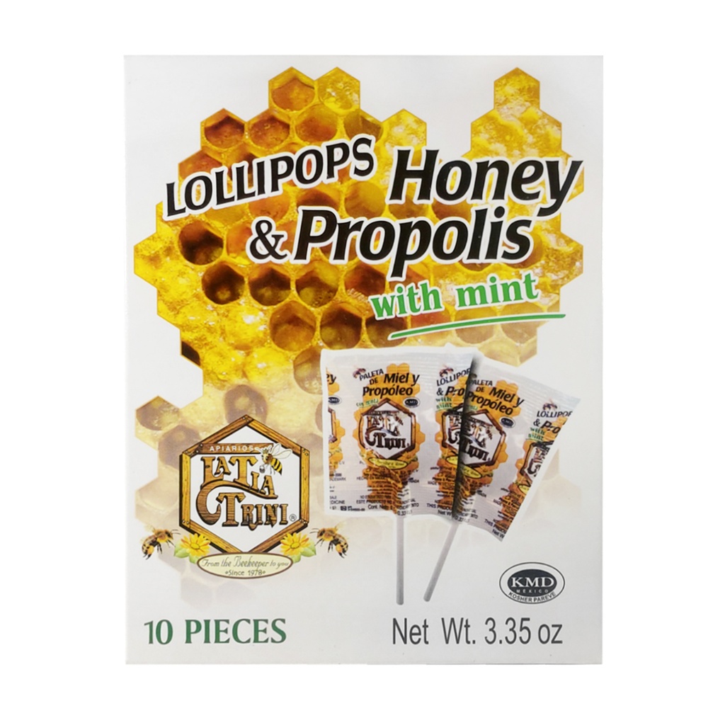 PALETAS DE MIEL Y PROPÓLEO CON MENTA 10 PZS TÍA TRINI