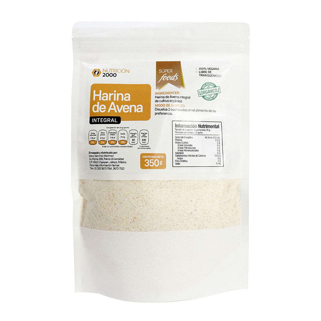 HARINA DE AVENA INTEGRAL 500 GRS GN+VIDA