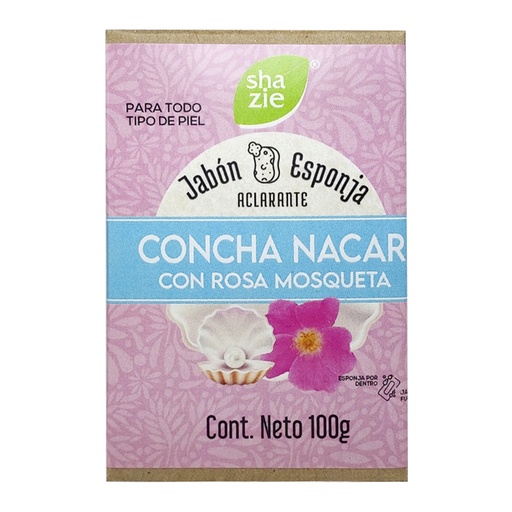 [1151] JABÓN ESPONJA CONCHA NACAR CON ROSA MOSQUETA 100 GRS SHAZIE